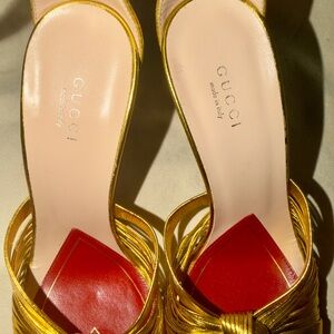 Gucci Women's Crawford Metallic Leather Sandals size 39.5
